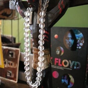 Vintage Clear Rock Crystal "POOLS OF LIGHT" Beaded Necklace Mid Century